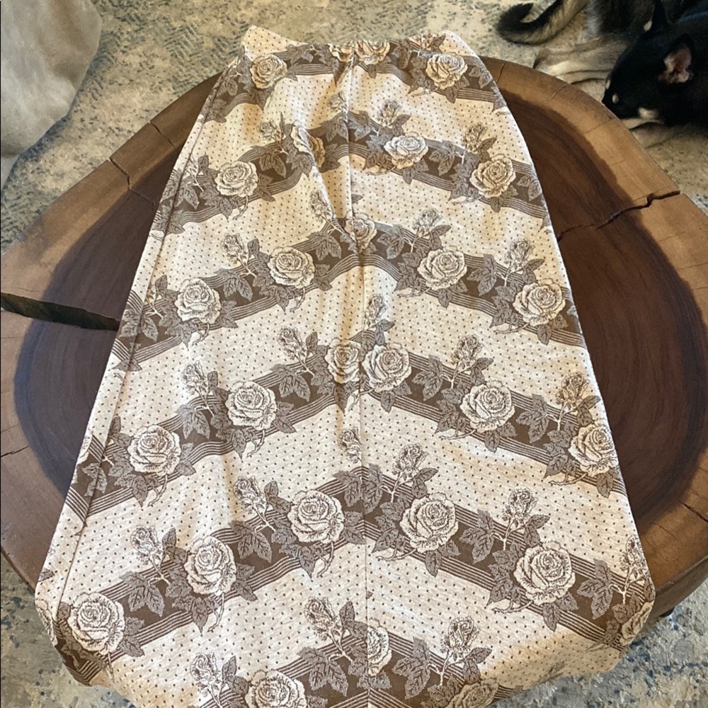 Floral Patterned Cream and Brown Skirt